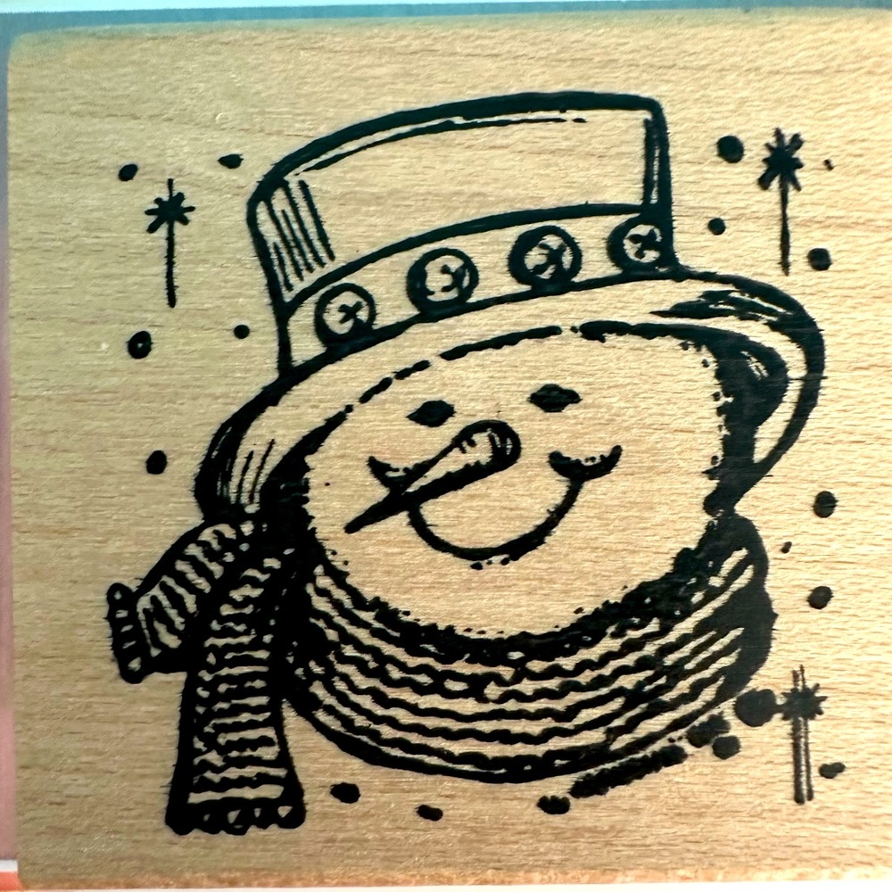Snowman Face C, Wood Mounted Rubber Stamp NORTHWOODS - NEW, CC7666 2” x 2”